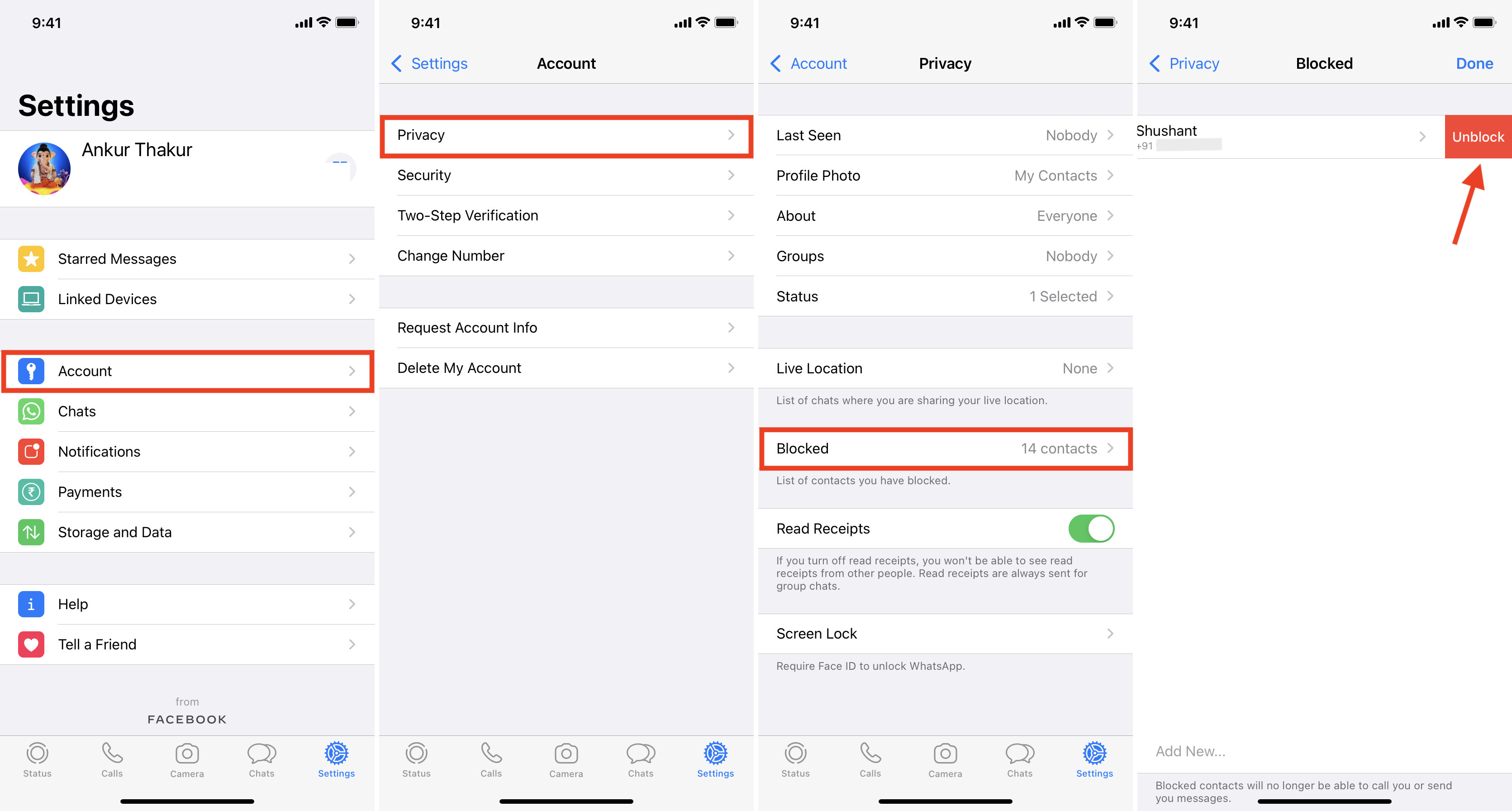 Sblocca una persona su WhatsApp su iPhone