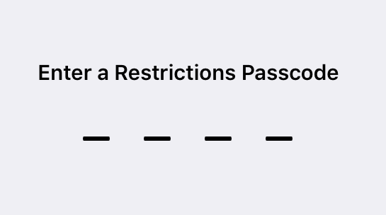 inserire il passcode per abilitare le restrizioni