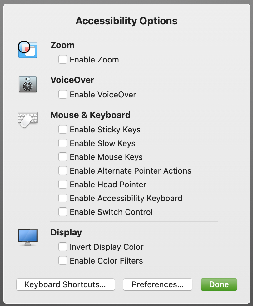 Opzioni di accessibilità Scorciatoia per Mac