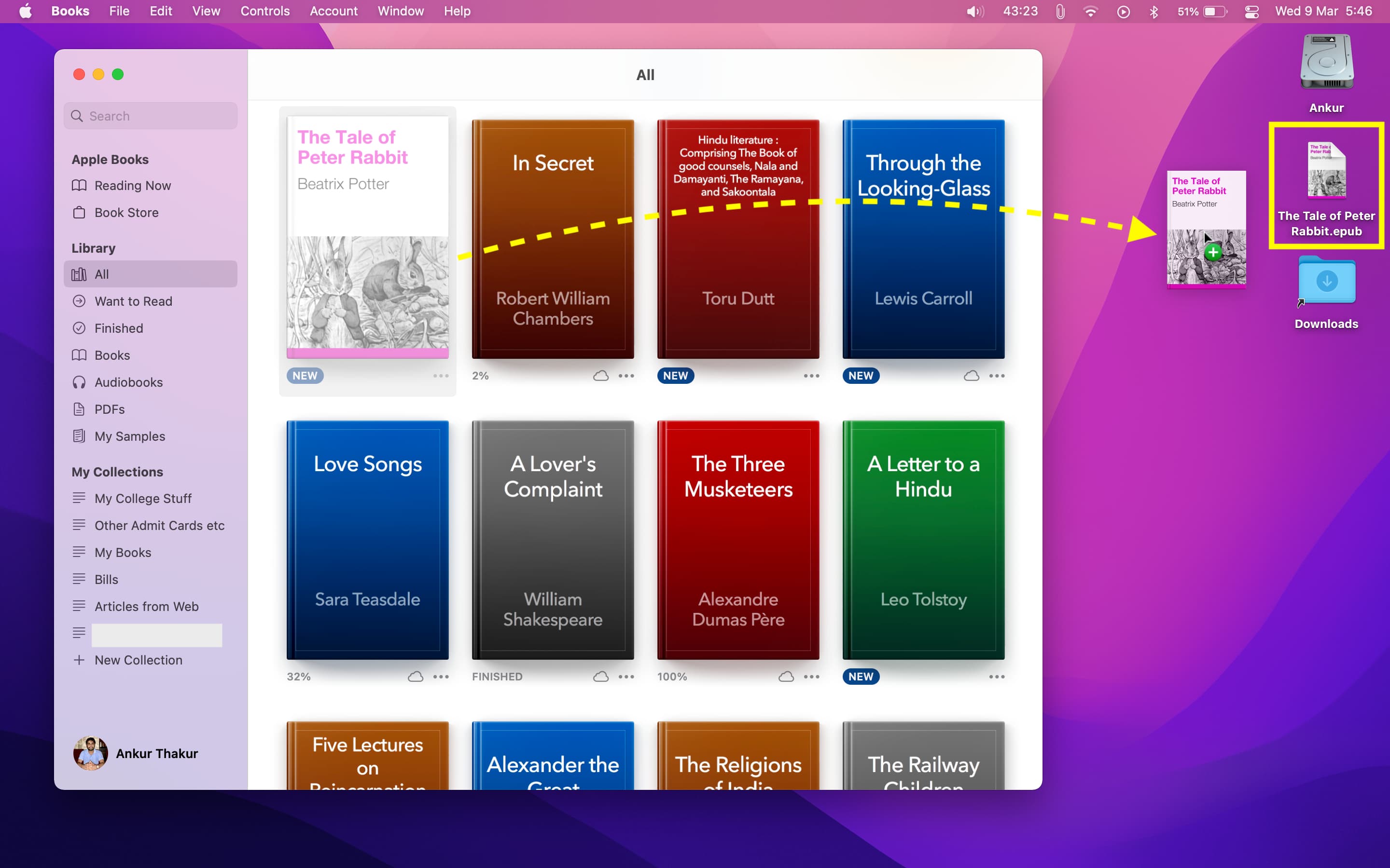Ottieni il file del libro dall'app Libri su Mac
