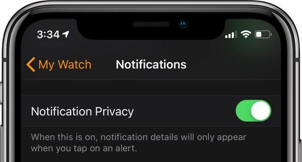 La regolazione della privacy delle notifiche su Apple Watch può essere eseguita solo tramite l'app Watch sull'iPhone associato