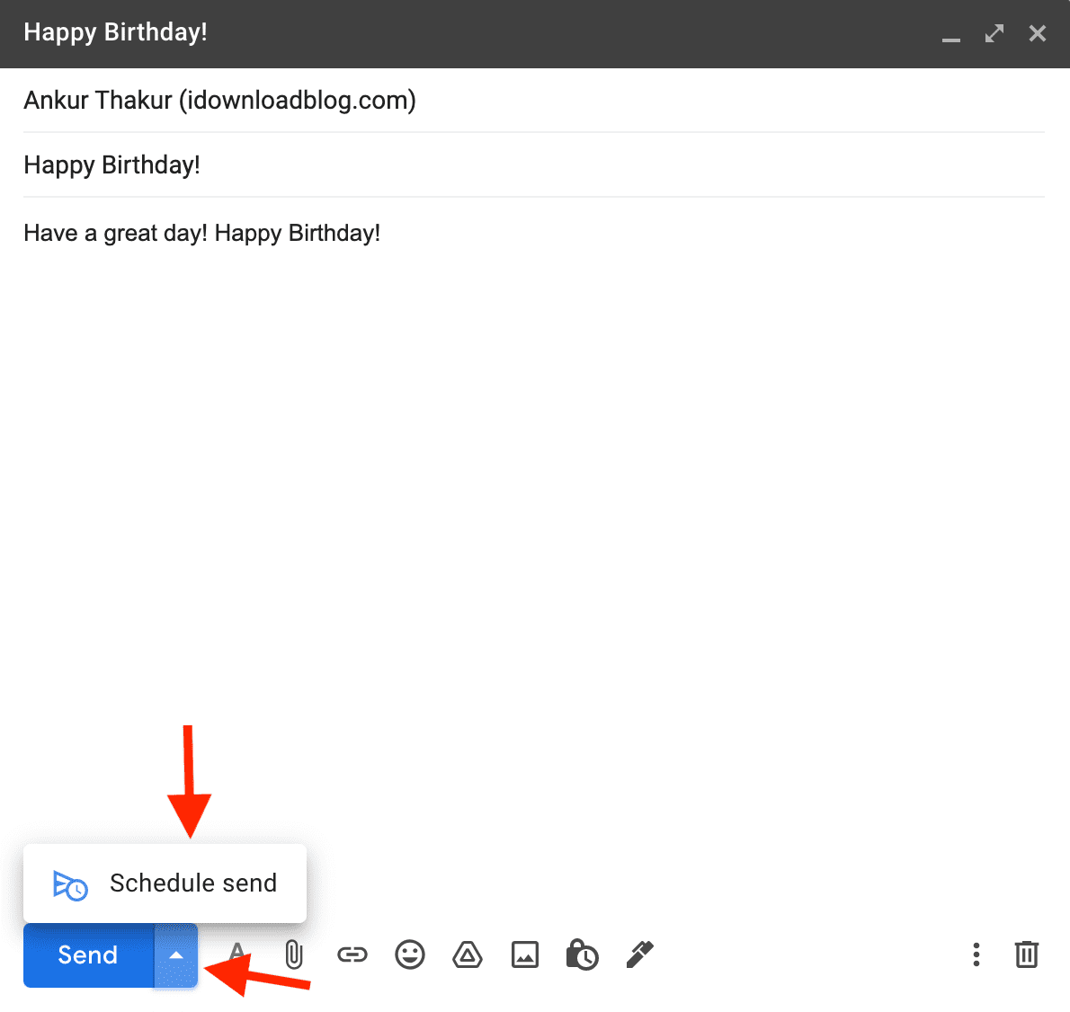 Pianifica l'e-mail in Gmail su Mac
