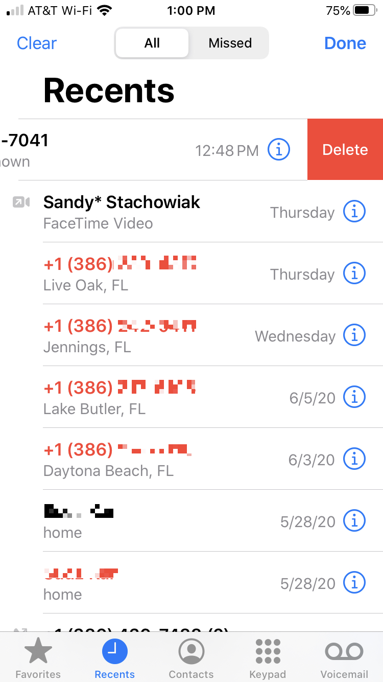 iPhone Cancella una chiamata