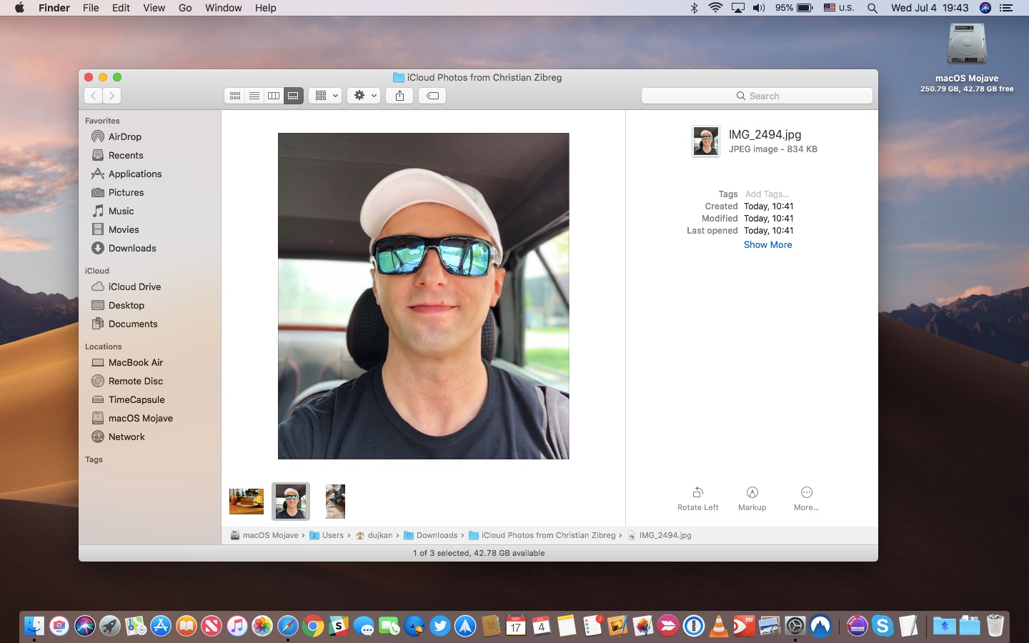 Condividi le foto dell'iPhone - Usando la nuova vista Galleria nel Finder su macOS Mojave