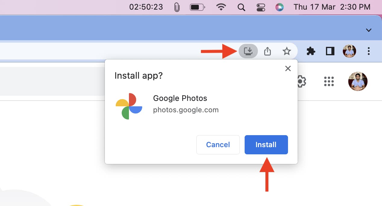 Installa l'app Google Foto Chrome su Mac
