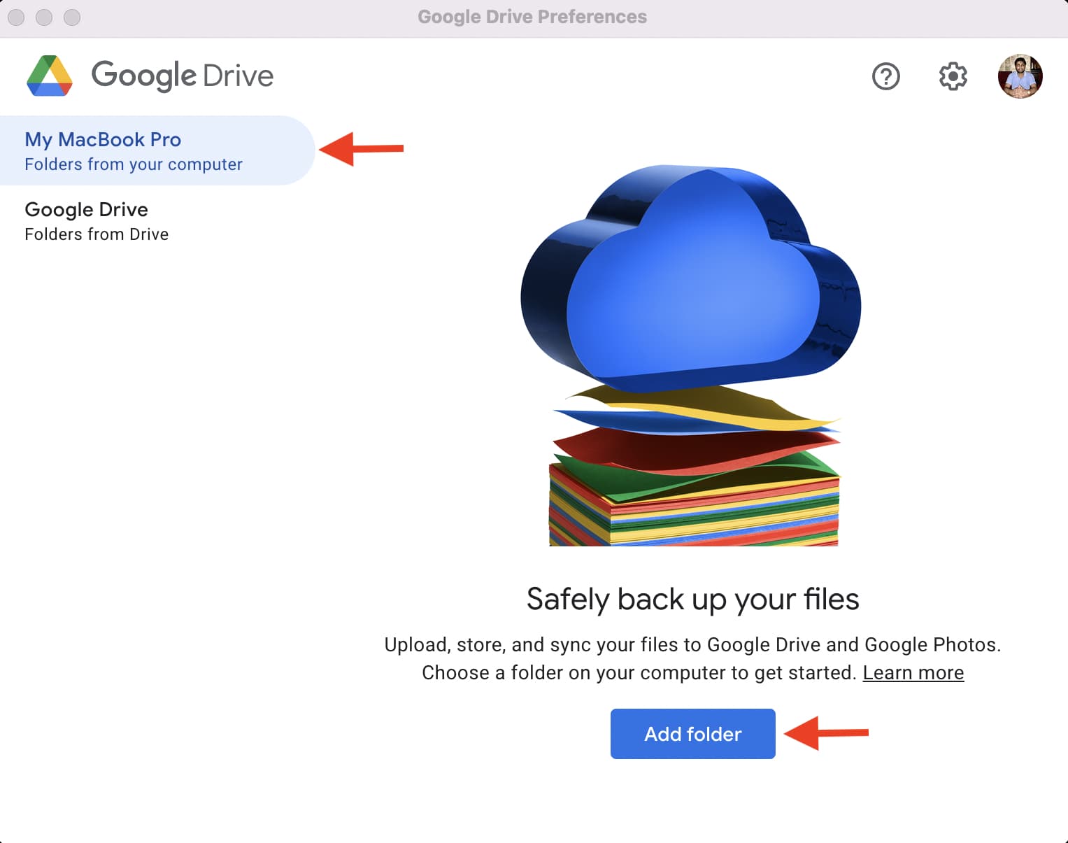 Aggiungi cartella a Google Drive su Mac