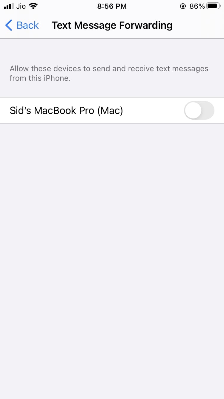 Inoltro di messaggi di testo iPhone
