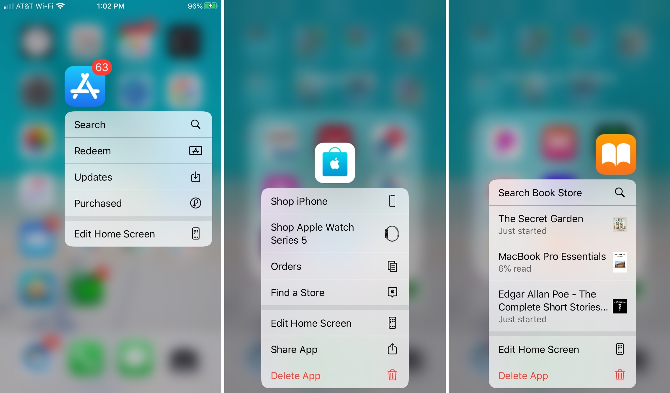 App Store Libri di Apple Store - Scorciatoie da premere a lungo