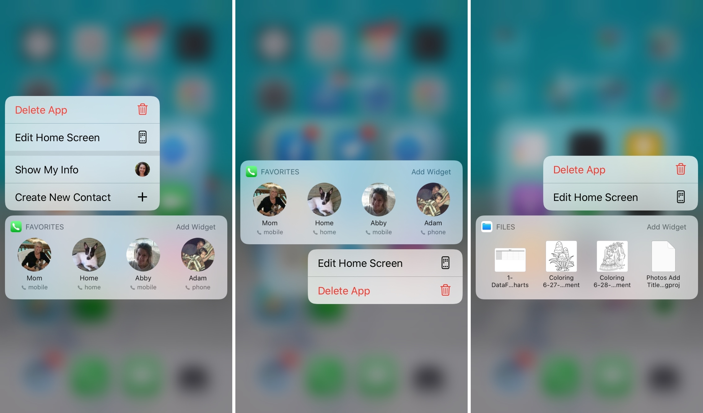 Contatti File FaceTime - Scorciatoie da premere a lungo