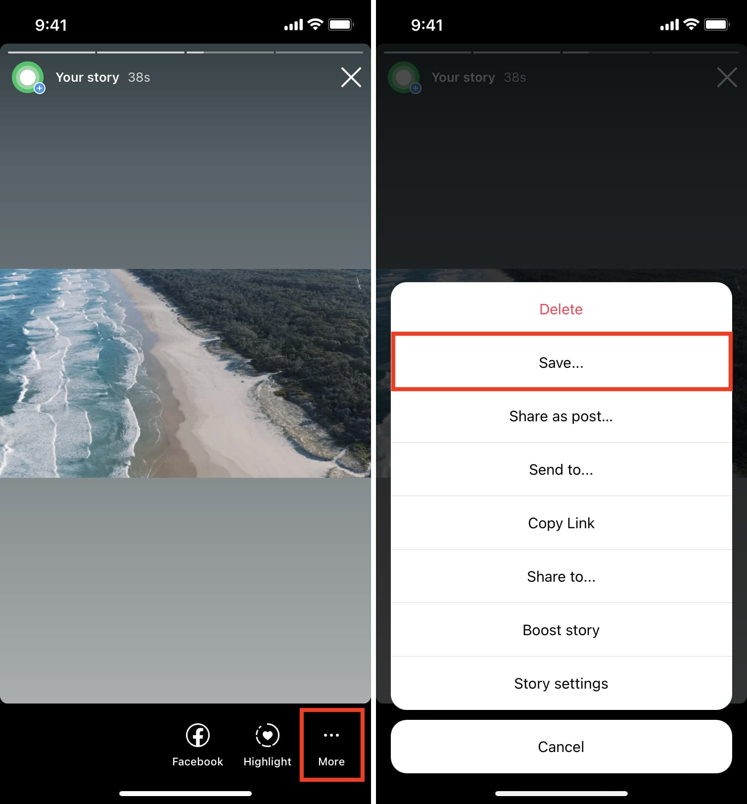 Salva la tua storia di Instagram nell'app Foto di iPhone