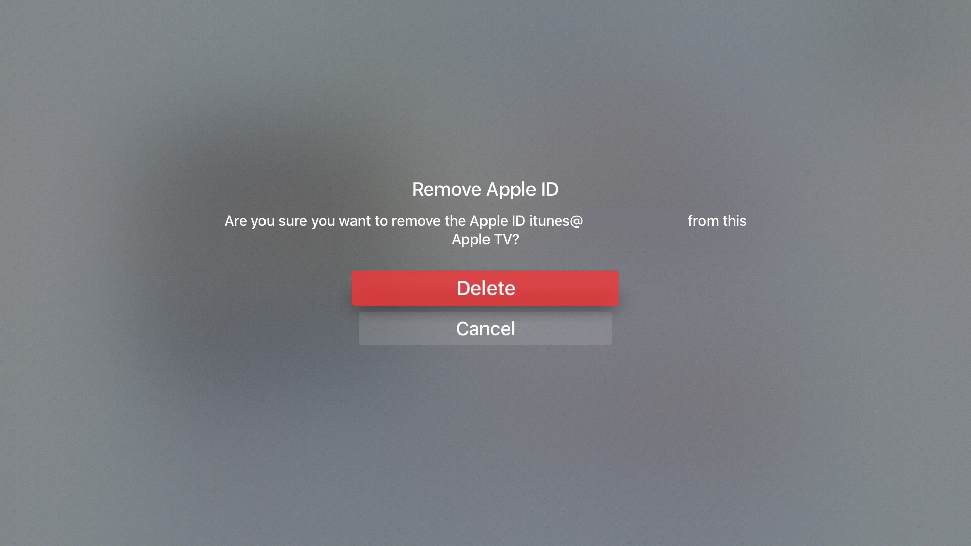 Apple TV Conferma Elimina ID
