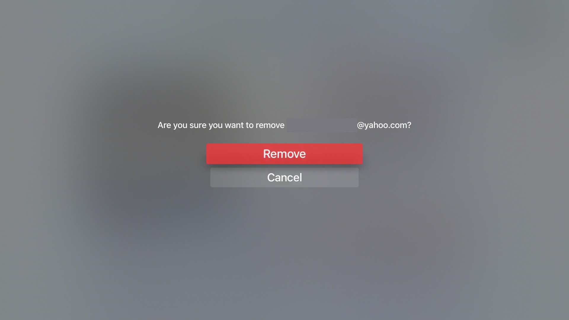 Apple TV Conferma Rimuovi e-mail