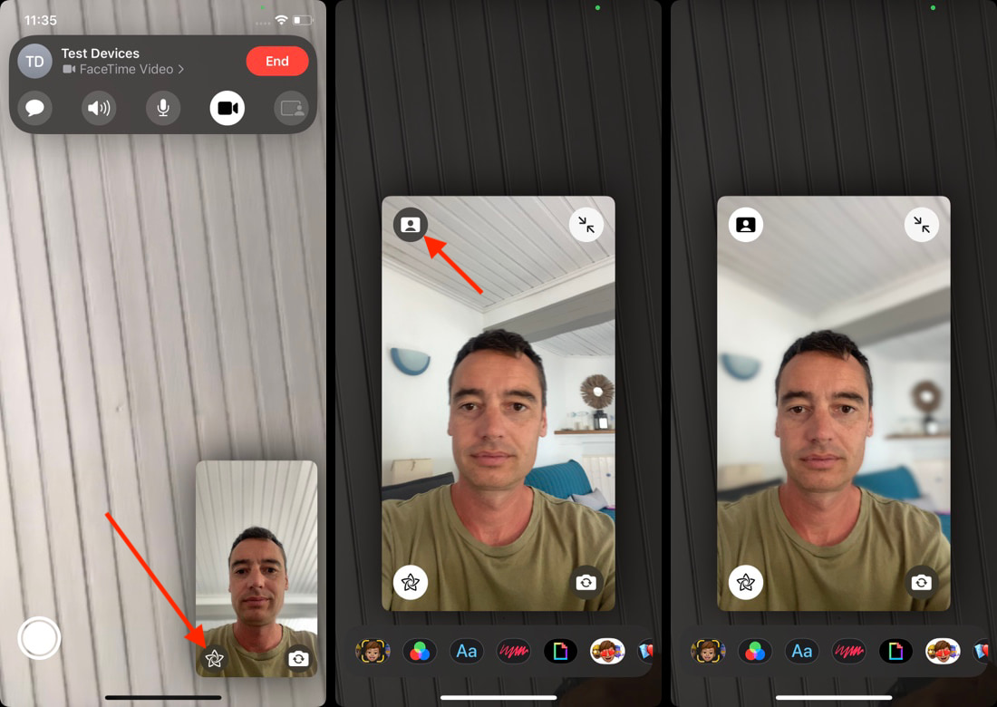 Abilita la modalità ritratto su FaceTime