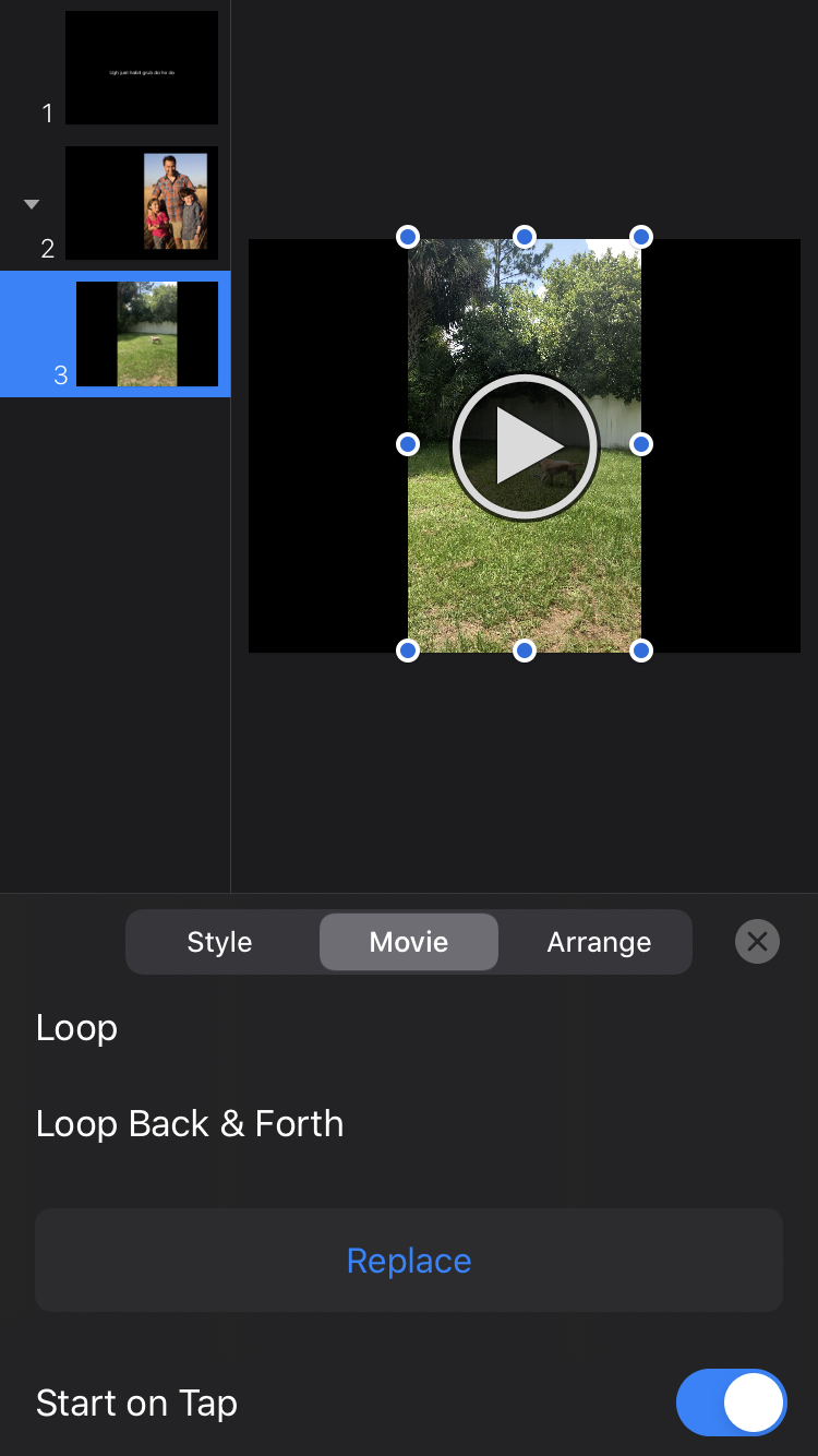 Formatta Video Keynote iPhone