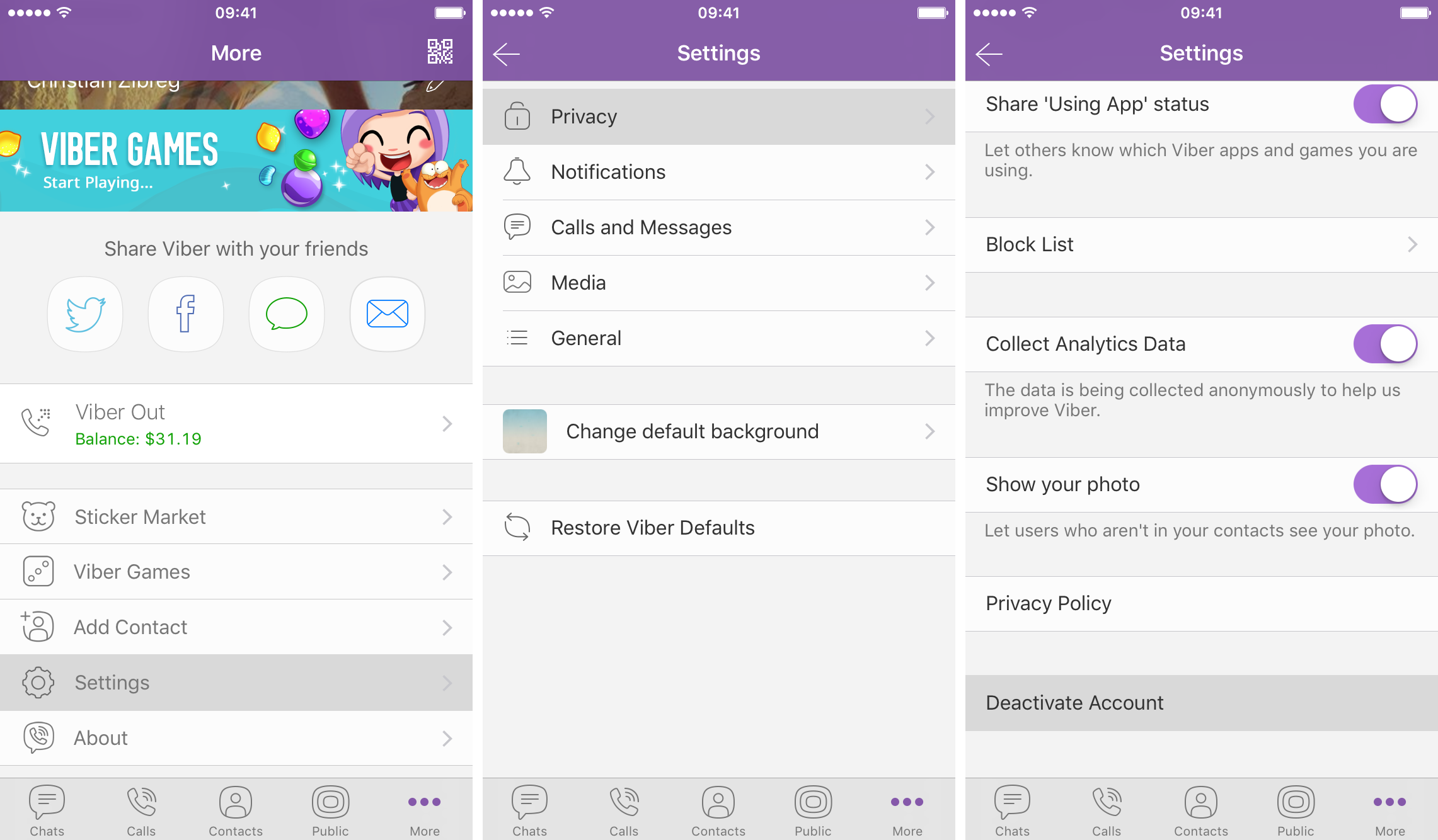 Viber disattiva l'account iPhone screenshot 001
