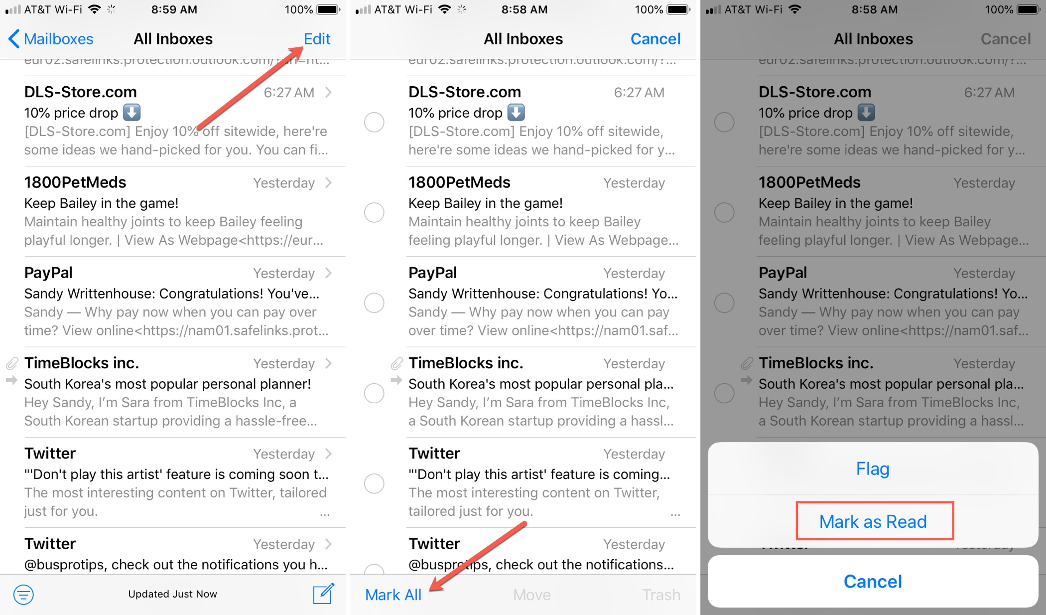Contrassegna come letto nella posta su iPhone
