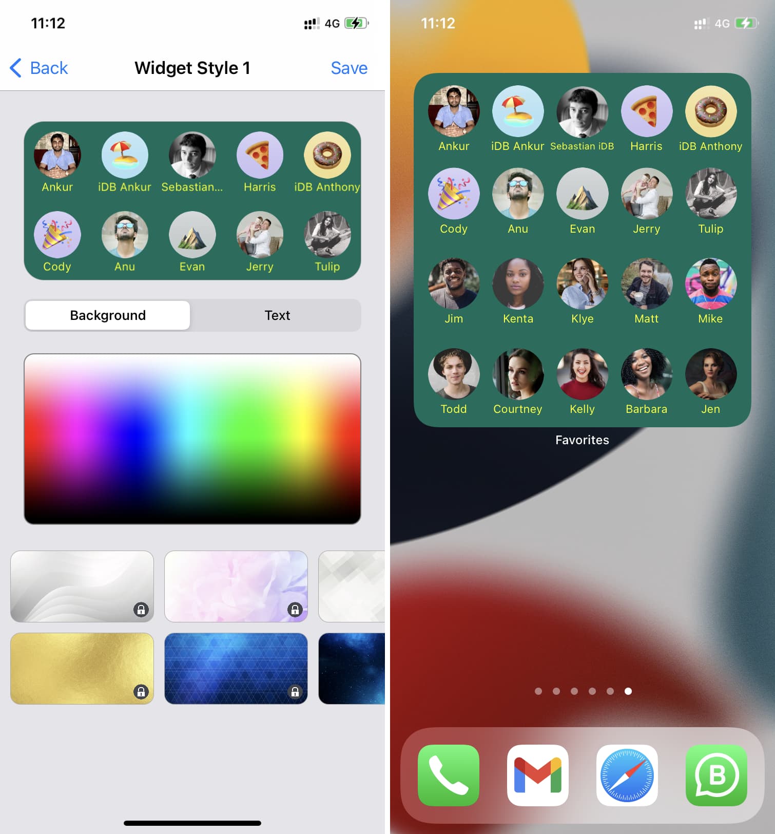 Preferiti Widget Pro su iPhone per aggiungere contatti alla schermata iniziale