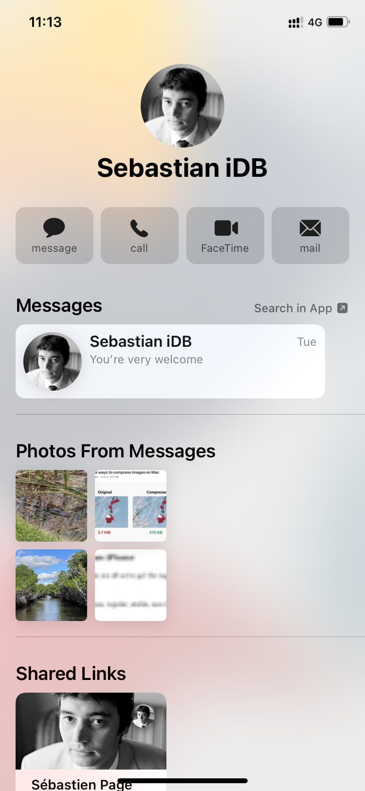 Dettagli di contatto ricchi su iPhone