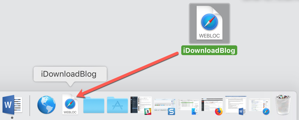 Trascina l'URL dal desktop al Dock