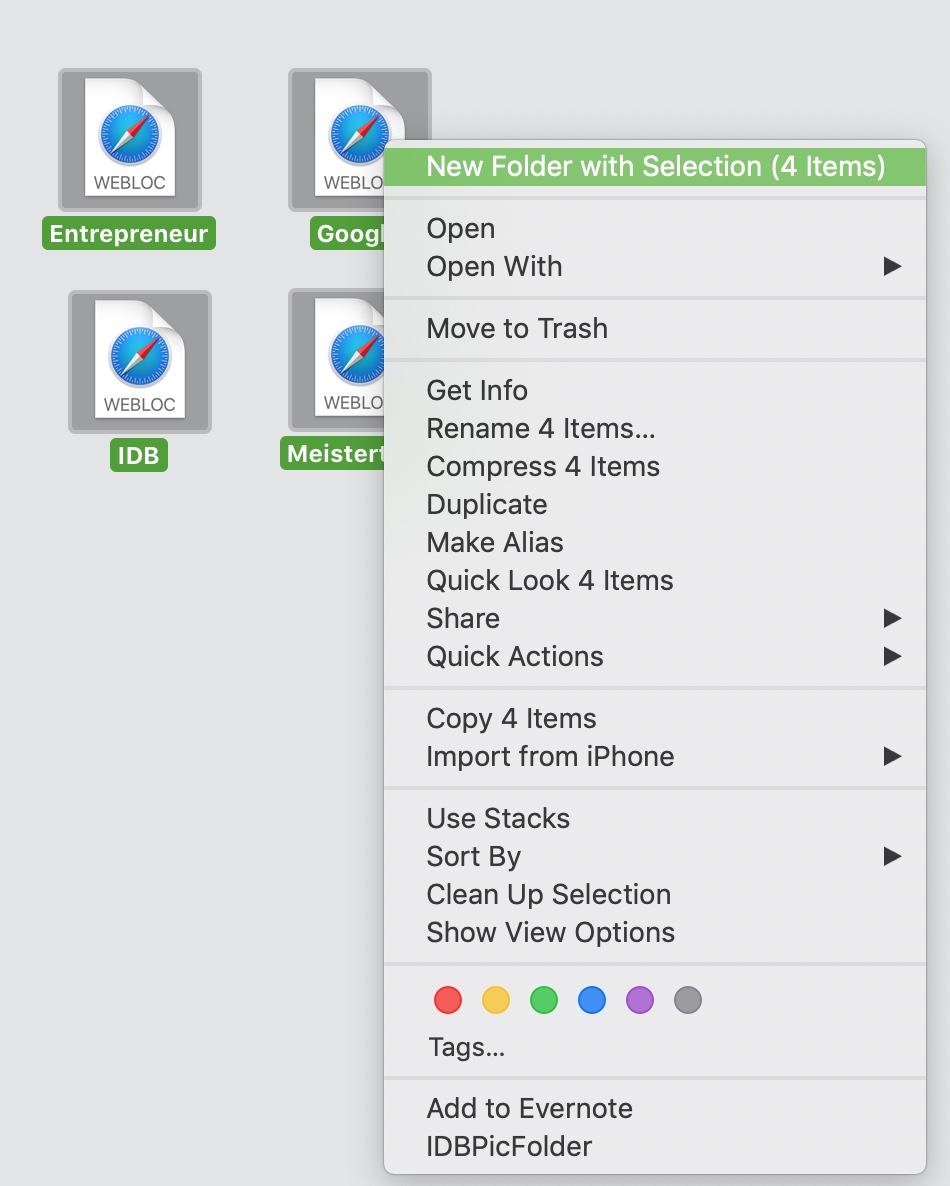 Sposta le icone nella cartella sul desktop Mac