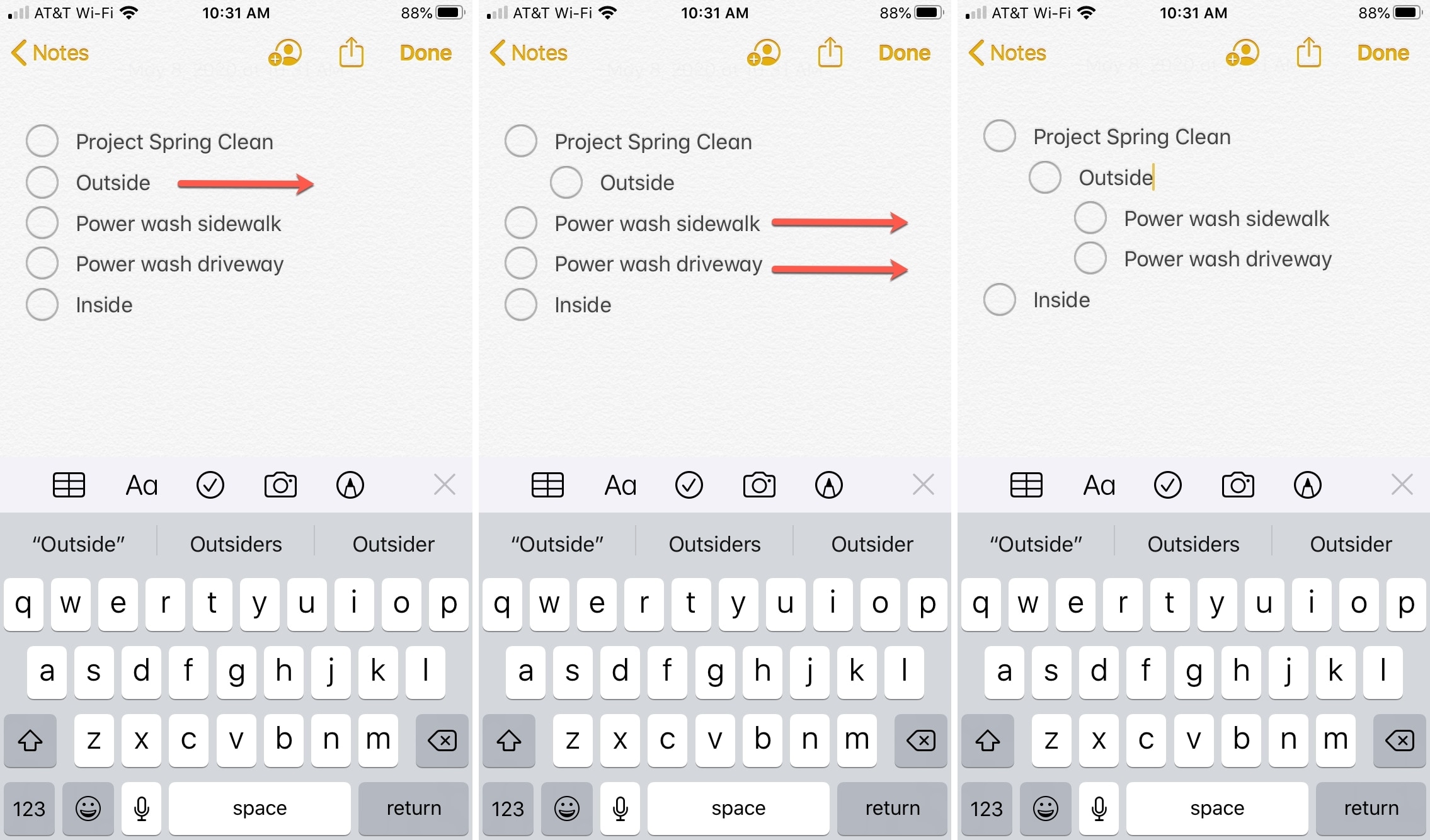 Note Scorri per rientrare iPhone