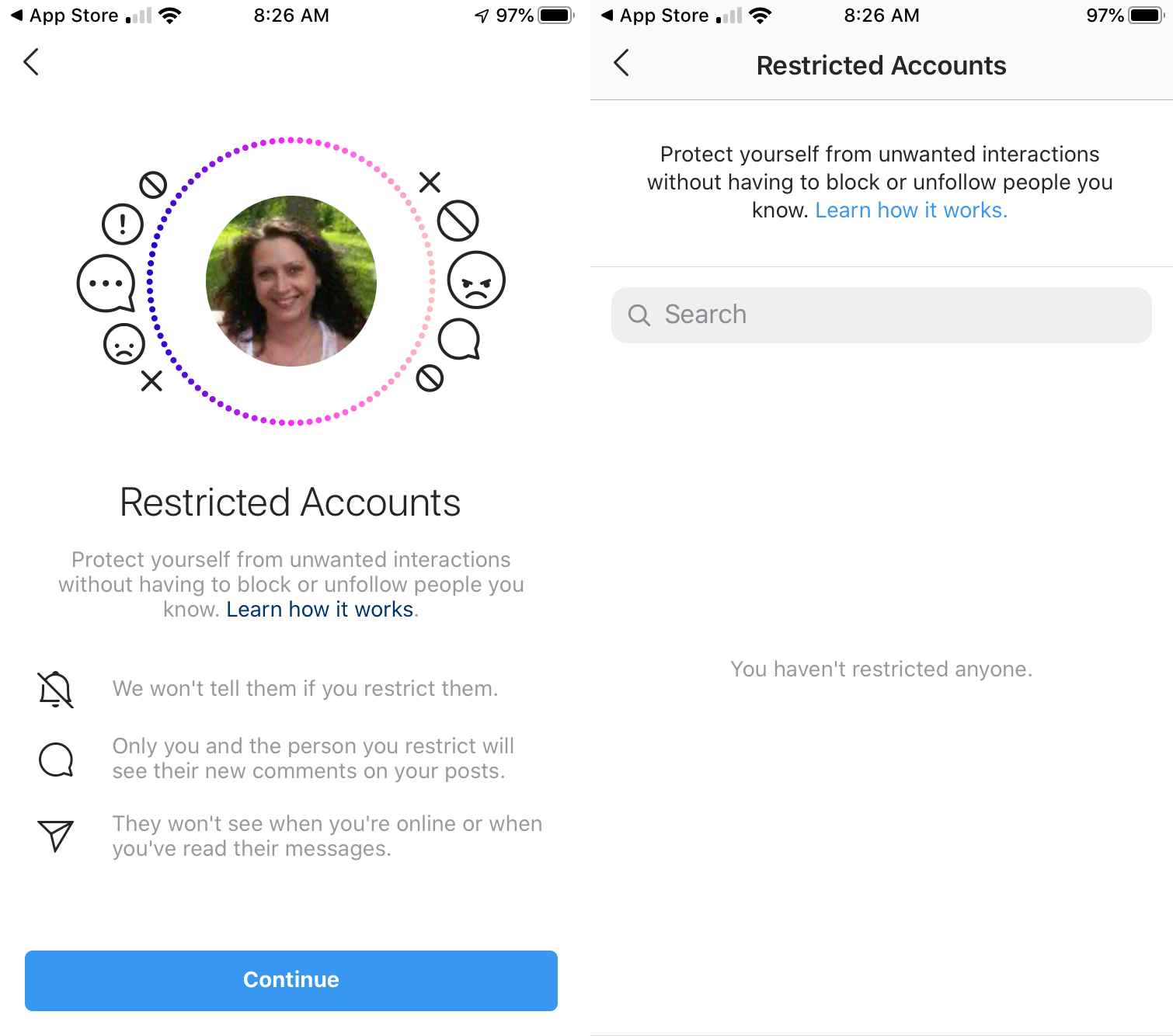 Limita la ricerca utente su Instagram