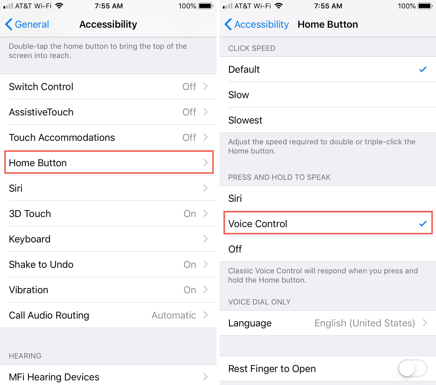 Abilita il controllo vocale iPhone