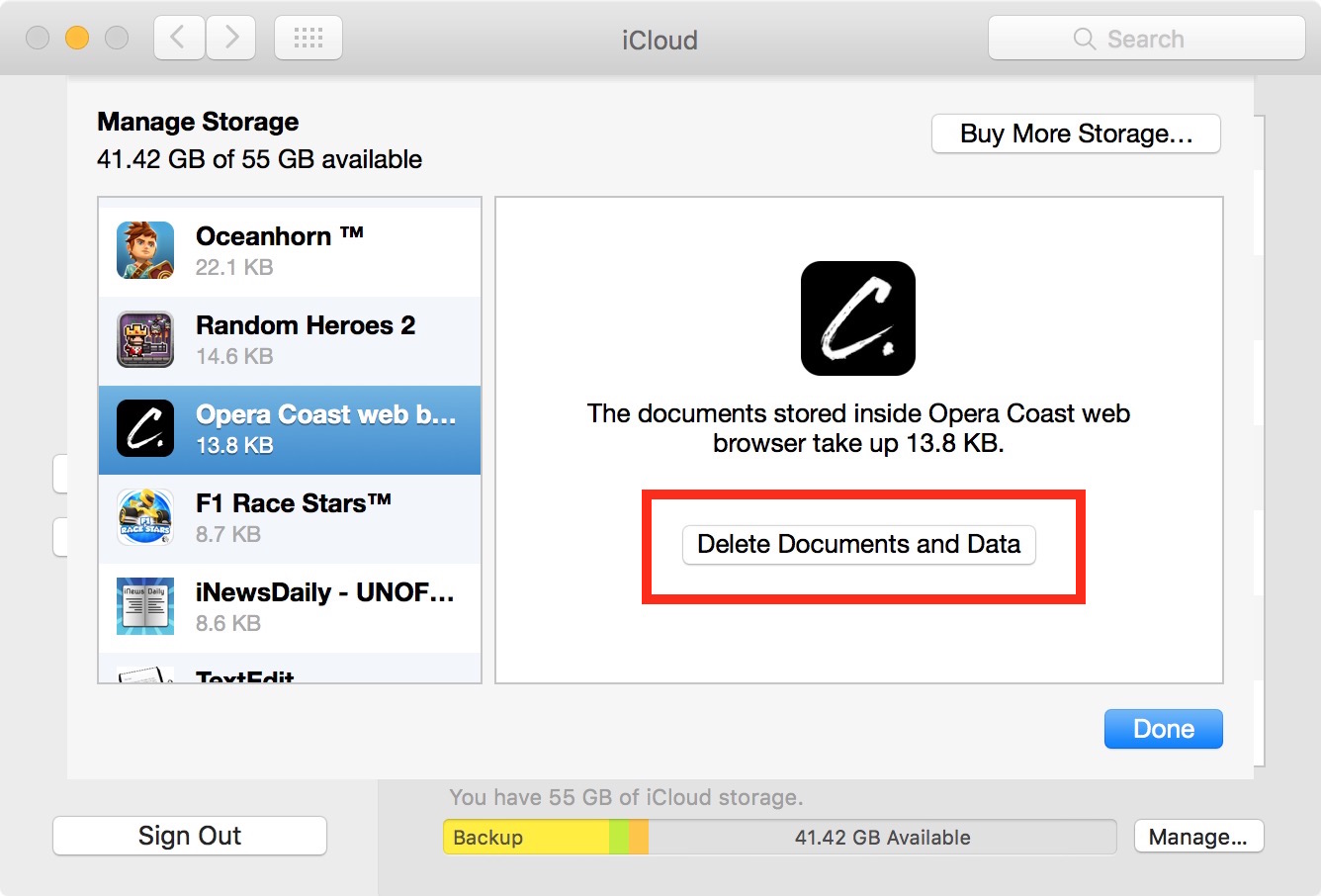 Elimina documenti e dati icloud Mac