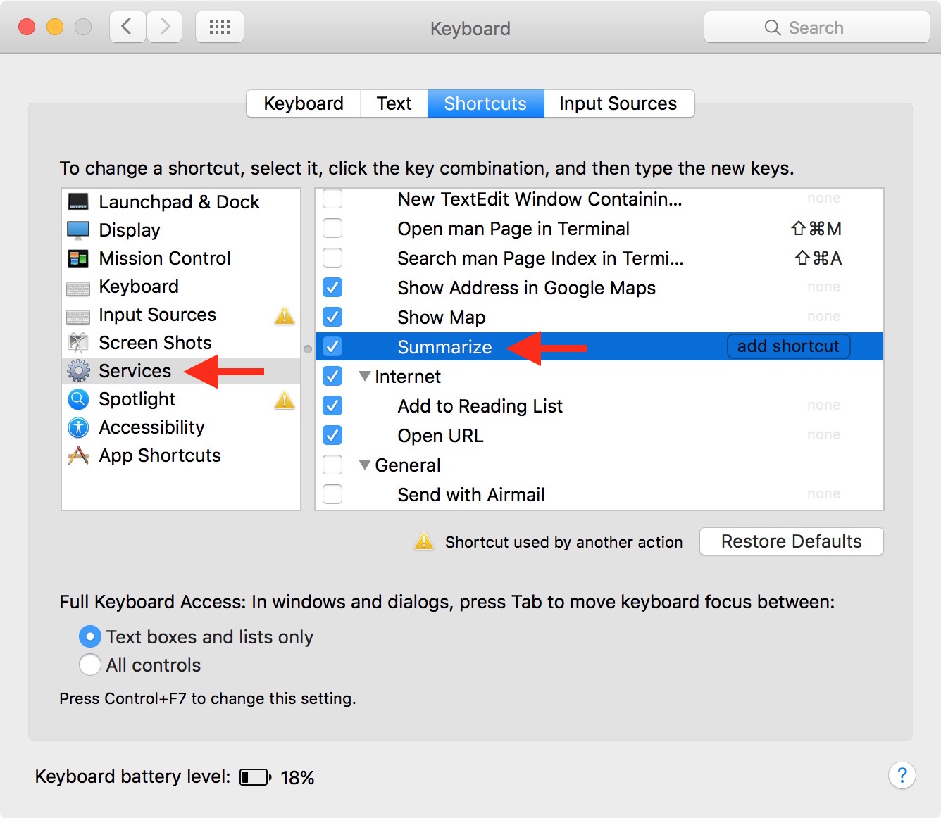 Ottieni Mac per riassumere il testo