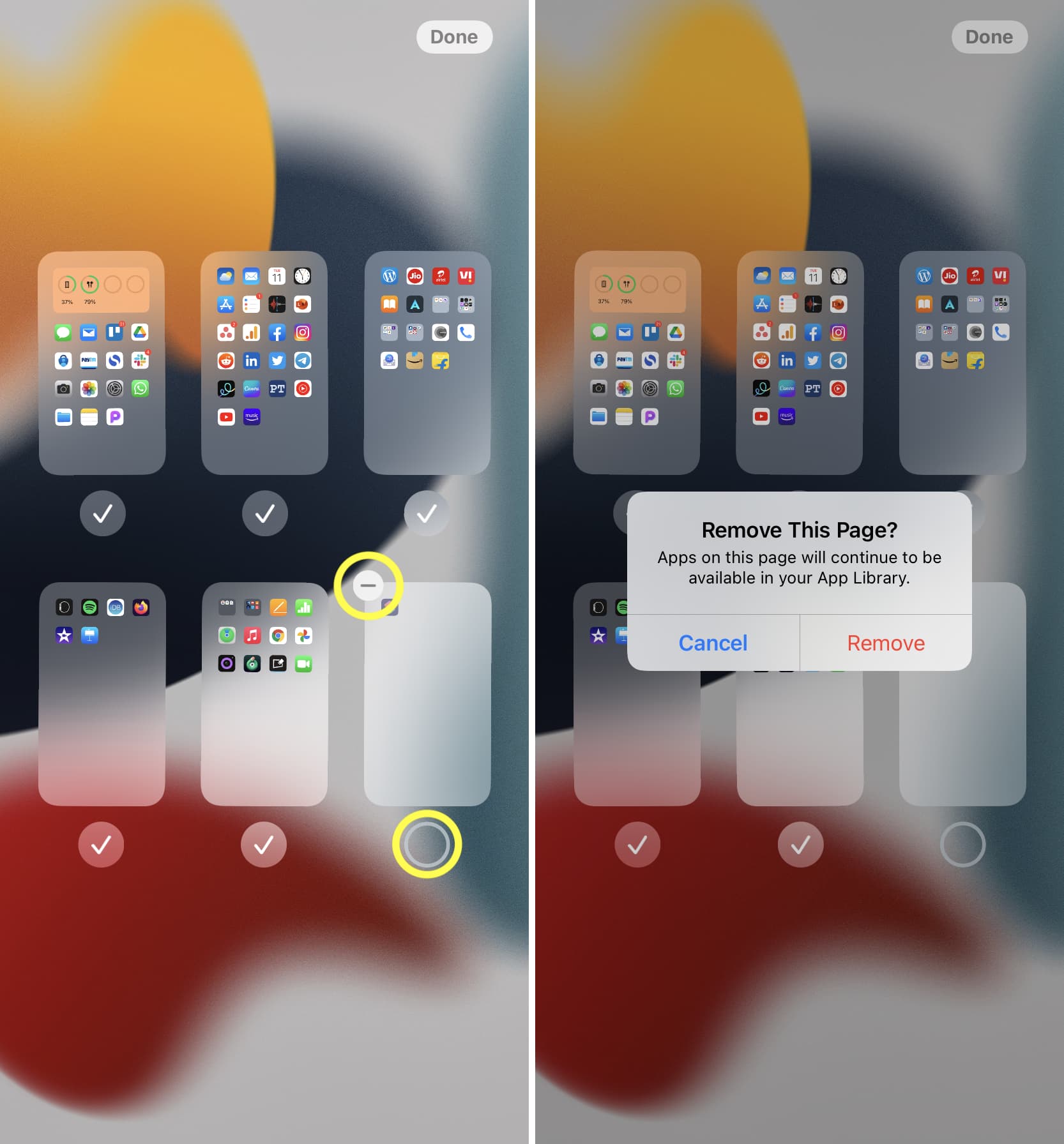 Elimina la pagina della schermata iniziale su iPhone