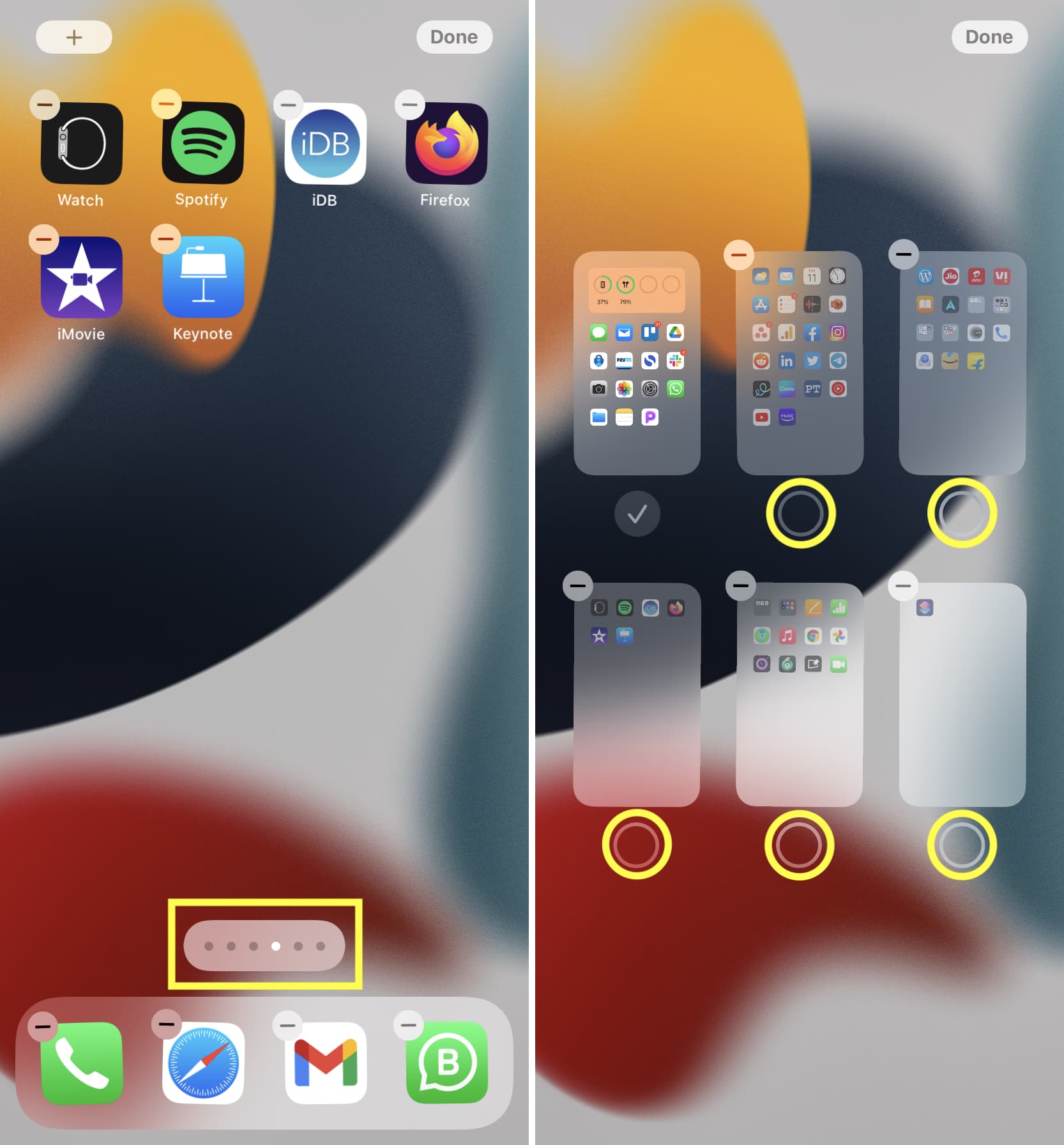 Nascondi le pagine della schermata iniziale su iPhone