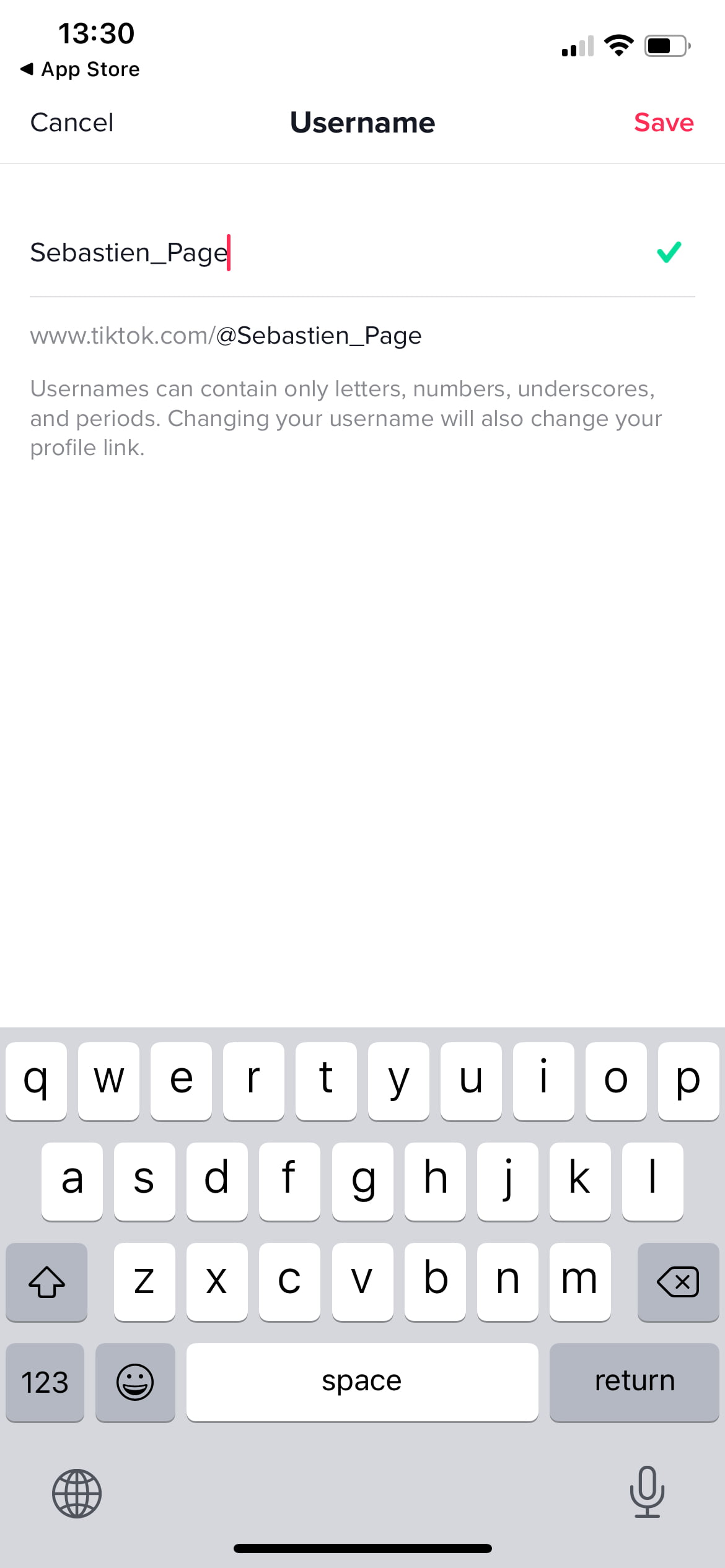 Cambia nome utente in TikTok