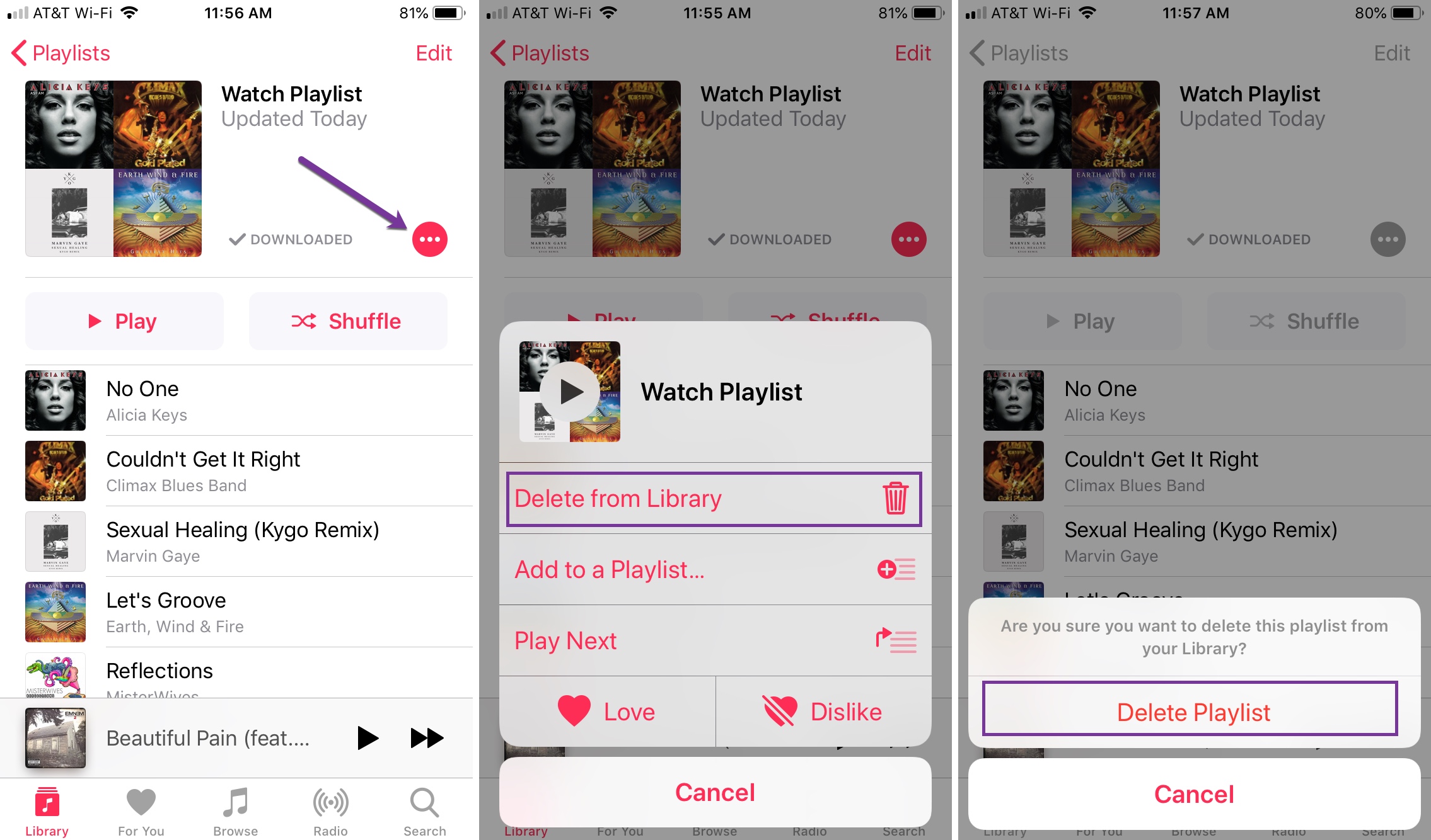 Elimina playlist iPhone