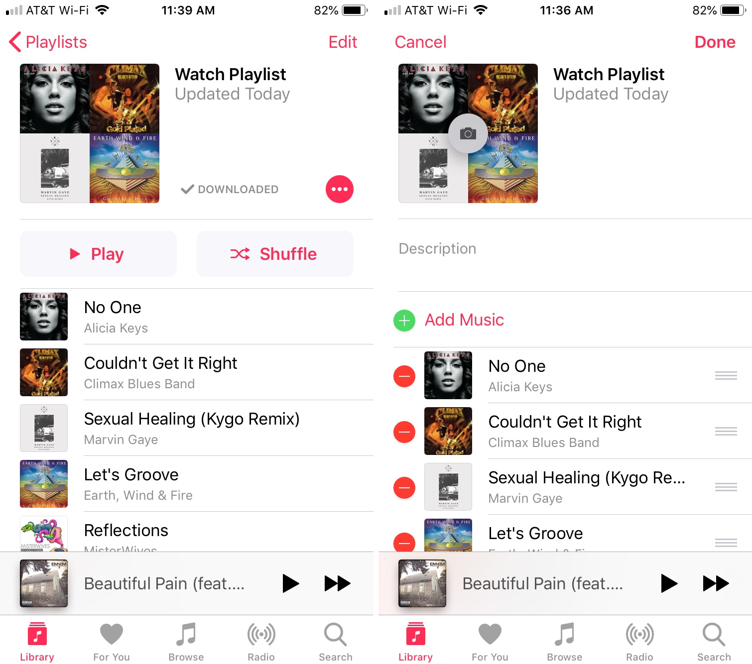 Modifica playlist musicale iPhone