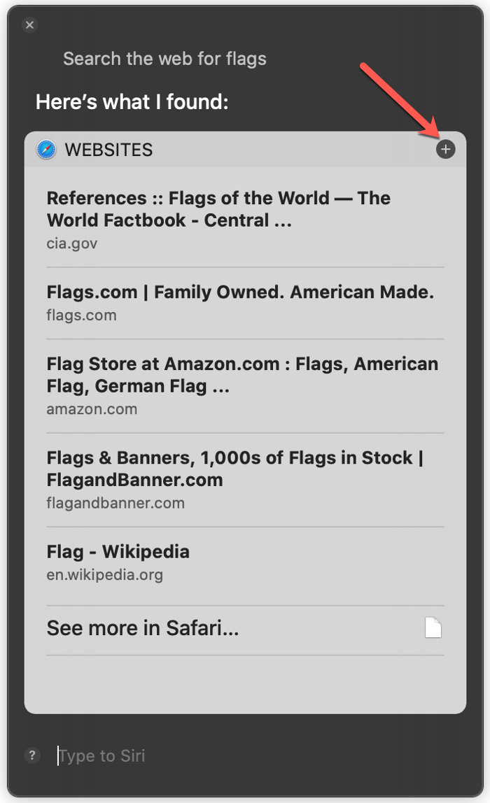 Salva i risultati della ricerca di Siri su Mac
