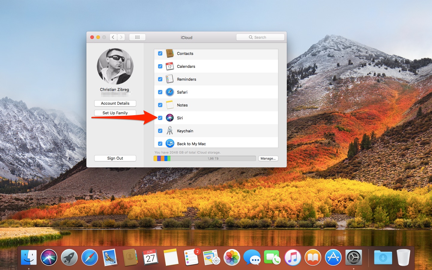 sincronizzazione siri - impostazioni mac