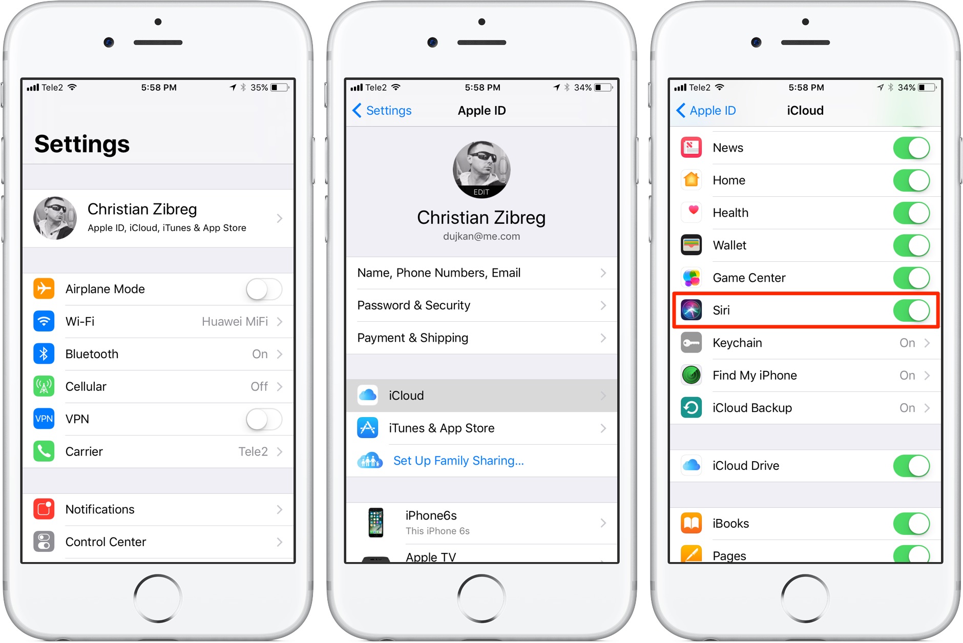 sincronizzazione siri - impostazioni iphone