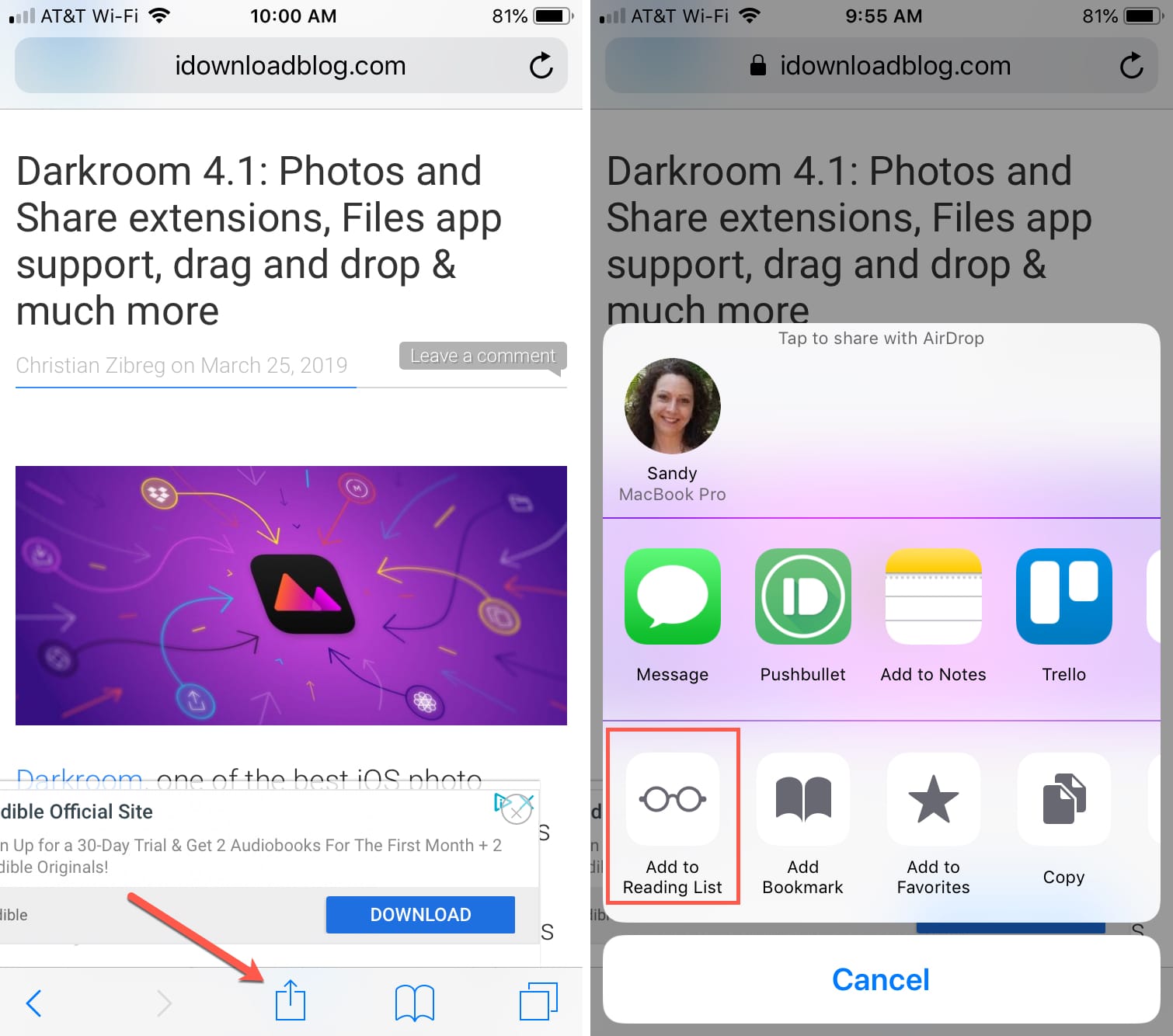 Aggiungi all'elenco di lettura di Safari iPhone offline