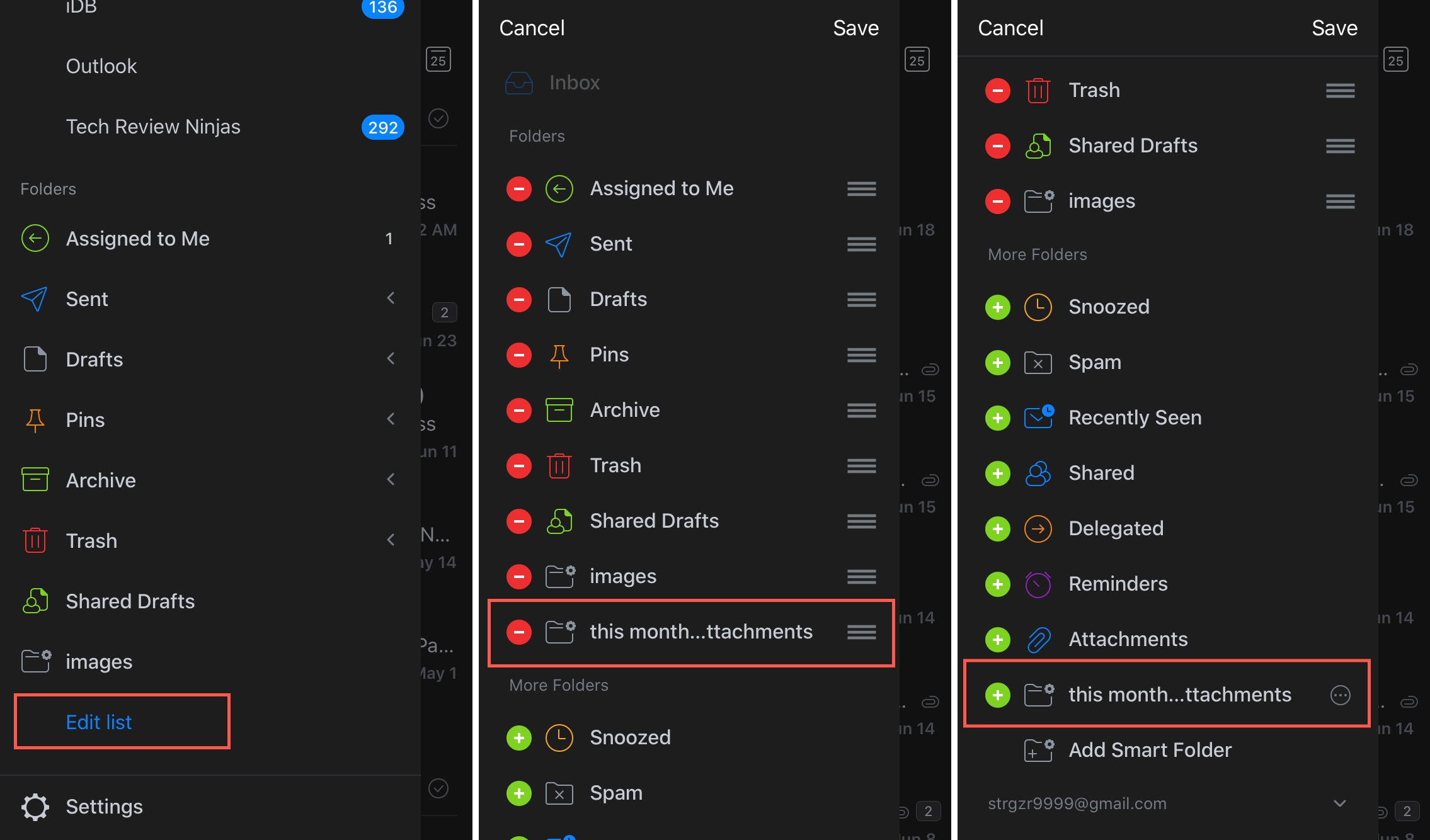 Spark iPhone Modifica cartella Smart