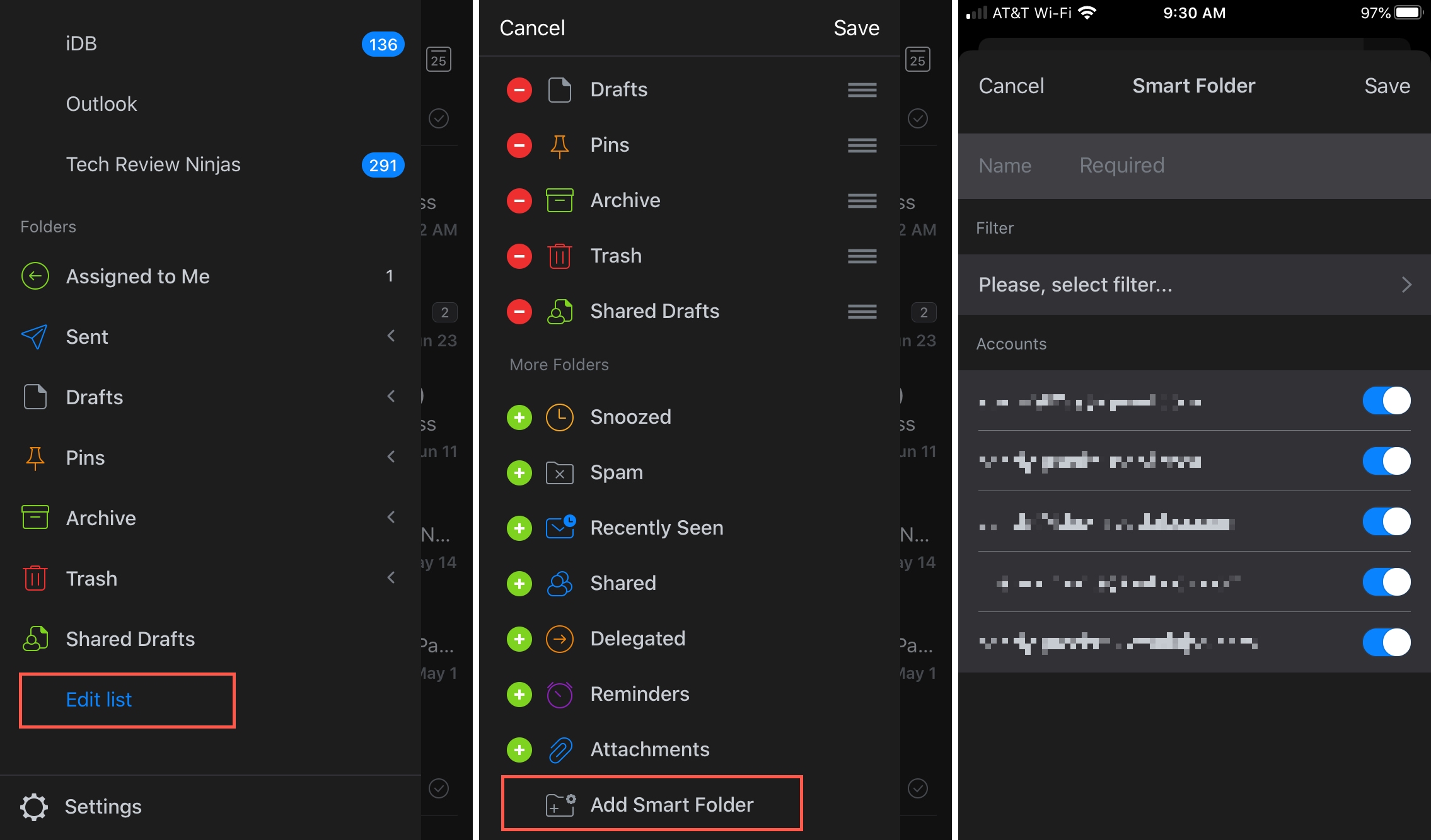 Spark iPhone Crea cartella intelligente