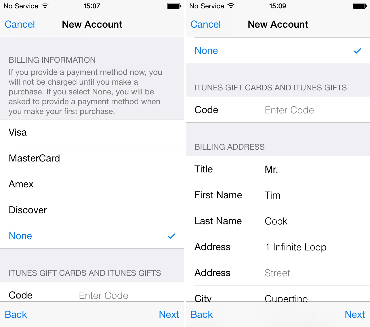nuovo ID Apple nessuna carta di credito