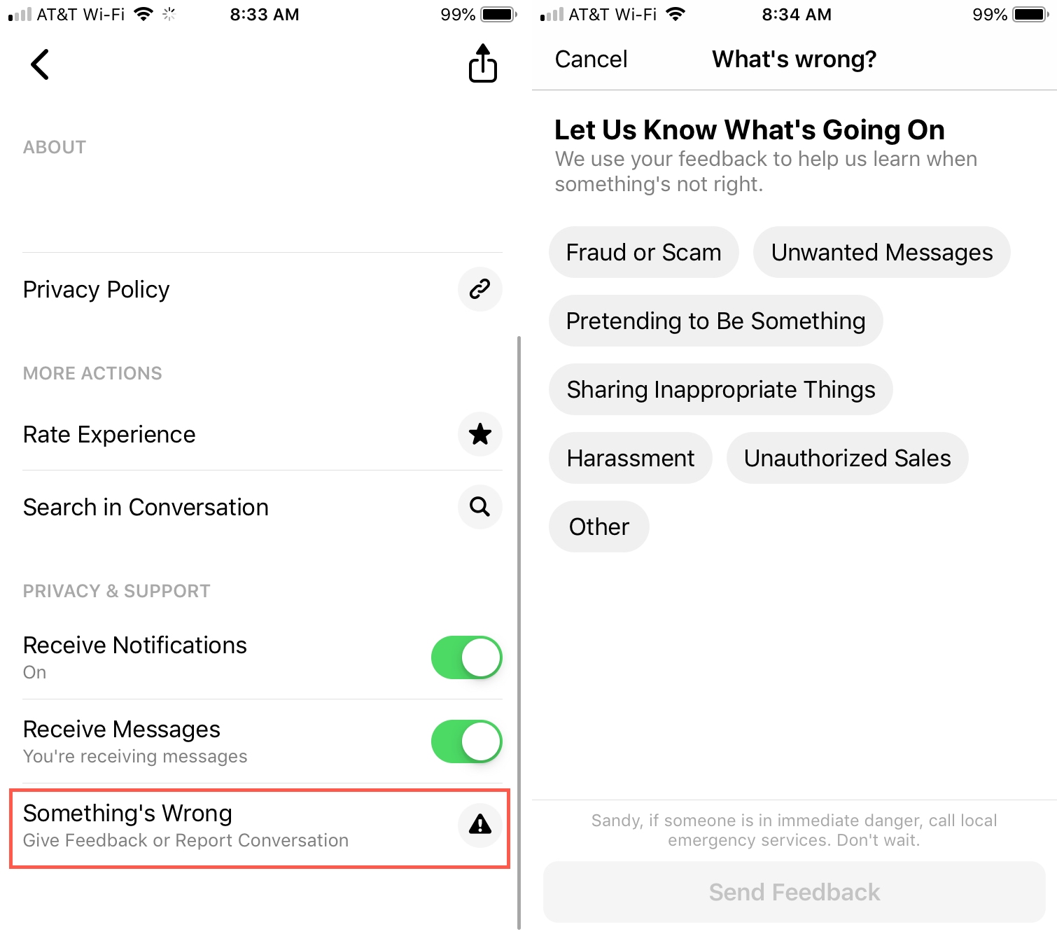 FB Messenger Qualcosa non va sull'iPhone