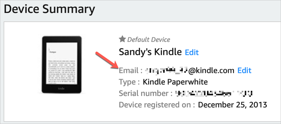 Indirizzo e-mail Amazon Kindle
