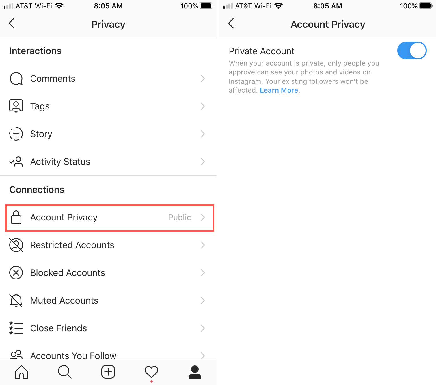 Come rendere privato il tuo account