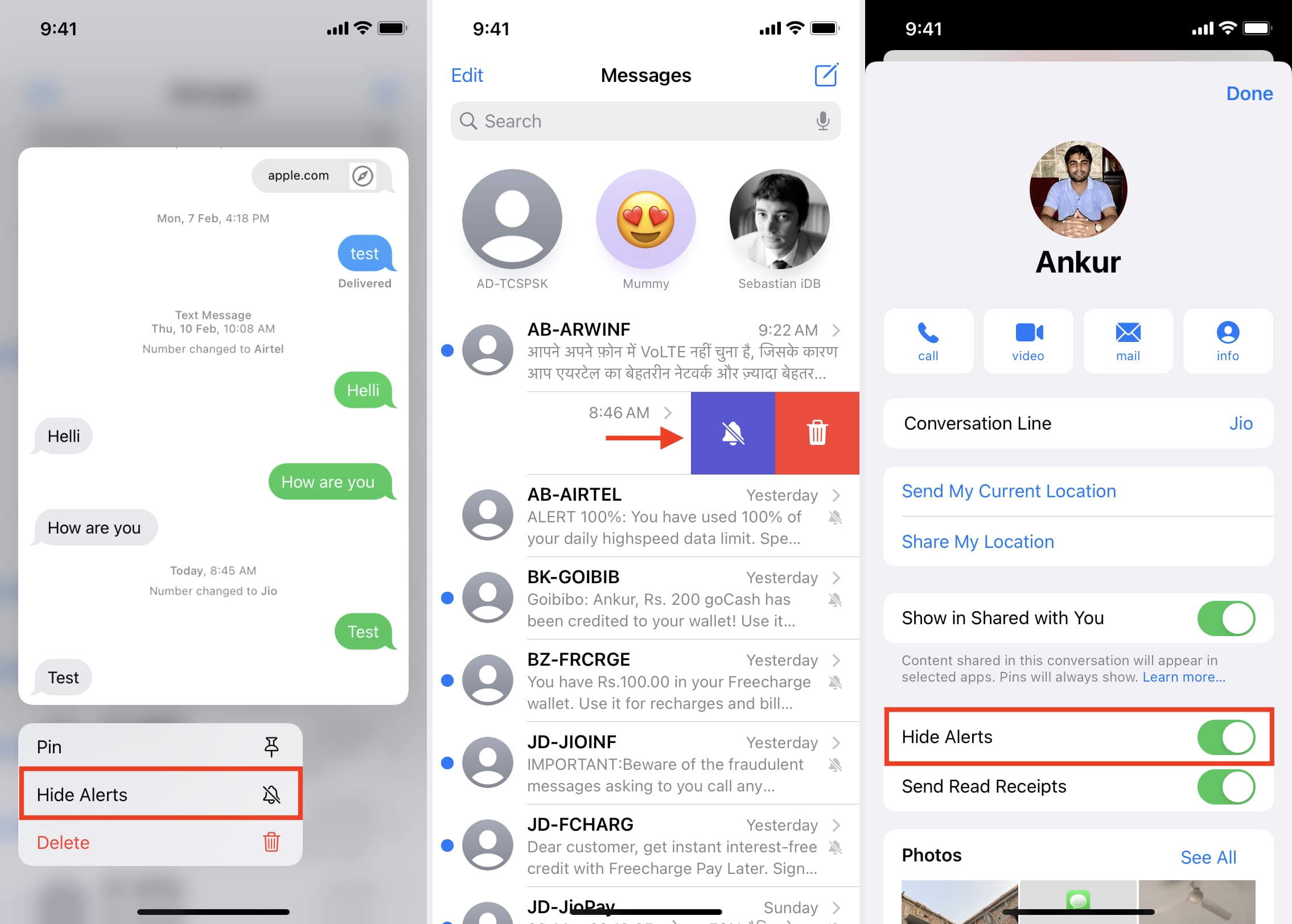 Nascondi gli avvisi di iMessage su iPhone
