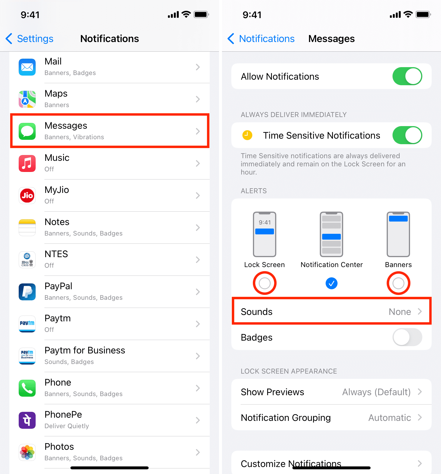 Disattiva tutti gli avvisi di iMessage su iPhone e iPad