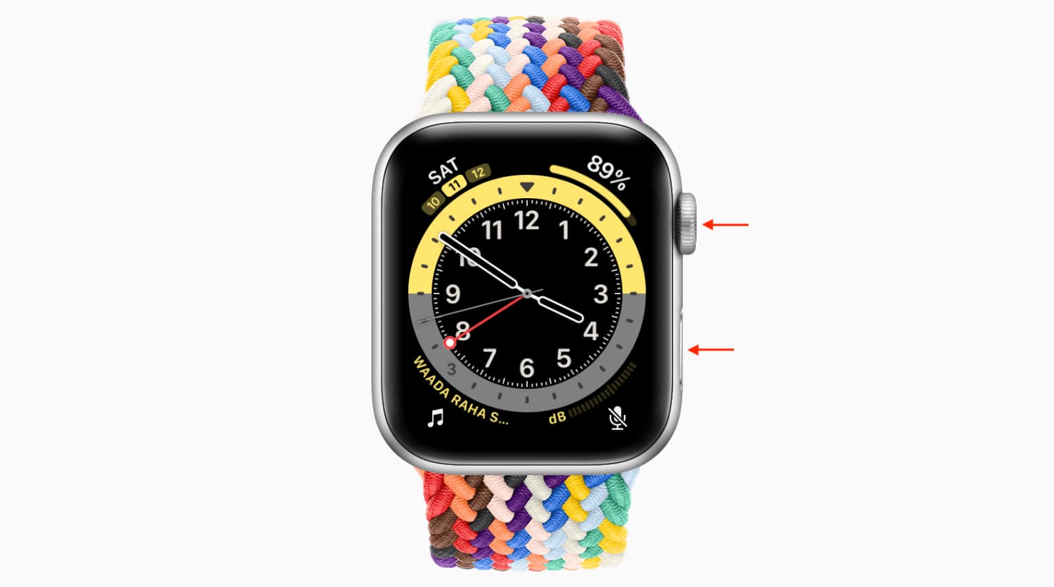 Premi la corona digitale e il pulsante laterale per acquisire uno screenshot su Apple Watch