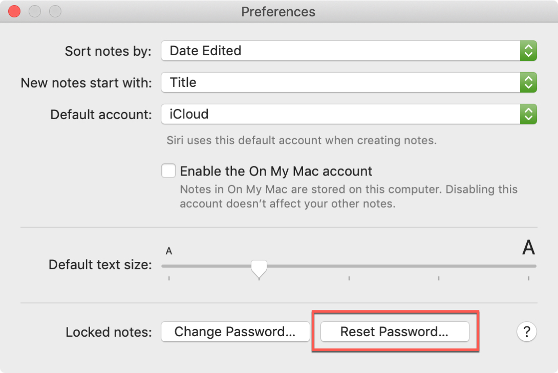 Note sul pulsante Ripristina password su Mac