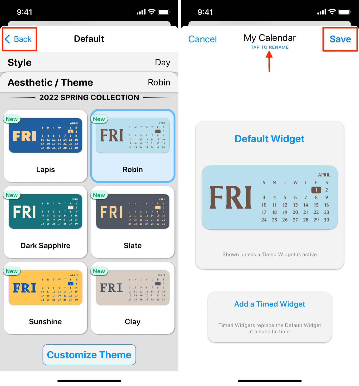Salva widget Widgetsmith