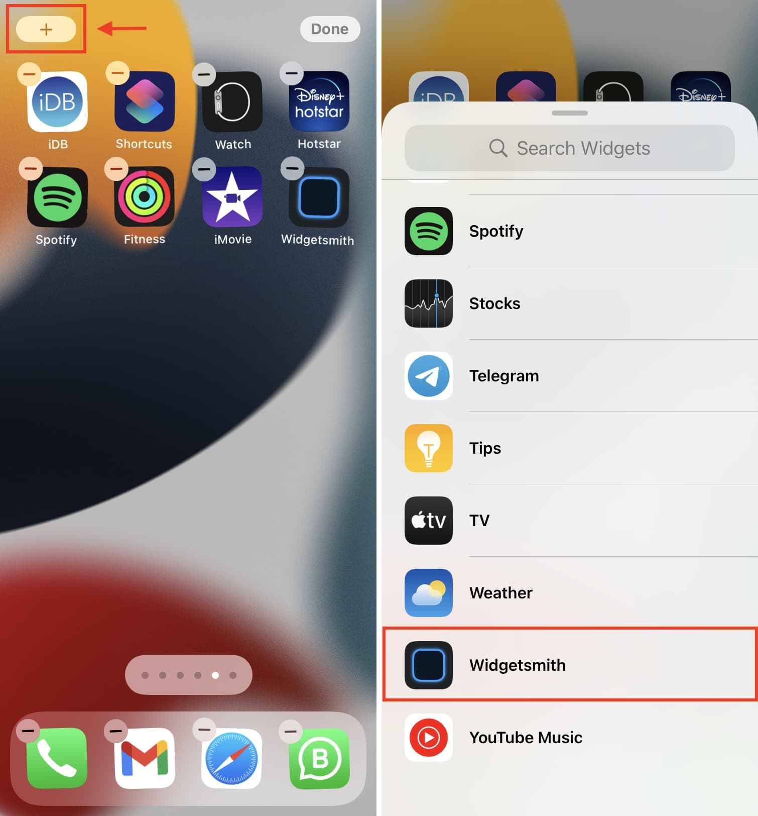 Widgetsmith sulla schermata iniziale di iPhone